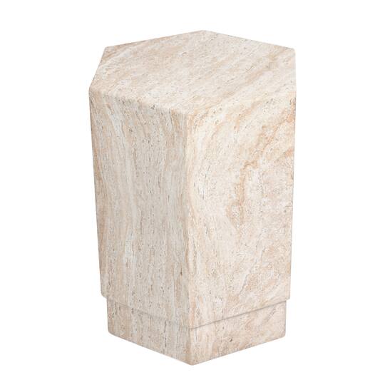 Empire Art Direct 18" Hexagonal Travertine Finish Side Accent Table